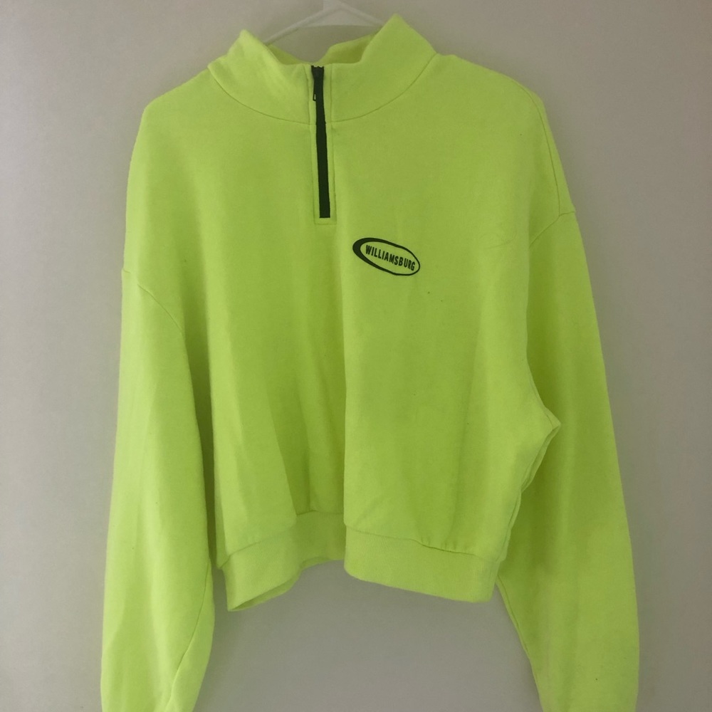 Neon cropped quarter zip sweatshirt